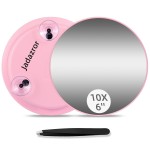 Jadazror-10X Makeup Magnifying Mirror, 6inch Hand mirrors Makeup Magnification and Tweezers Set, 10X Travel Magnified Mirror with Suction Cups for Easy Mounting-Blackhead/Blemish Removal for Women Men