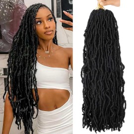 24 Inch Soft Locs Crochet Hair Pre Looped 6 Packs Faux Locs Crochet Braids for Butterfly Locs Dreadlocs Synthetic Hair For Black Women (1, 24 Inch (Pack of 6))