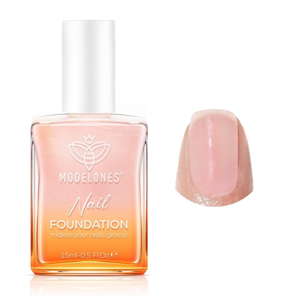 modelones Nail Strengthener, Glitter Clear Nail Natural Concealer Foundation Polish Air Dry Nail Growth Polish for Damaged Nails Imperfection Masking Gifts for Women 15ml