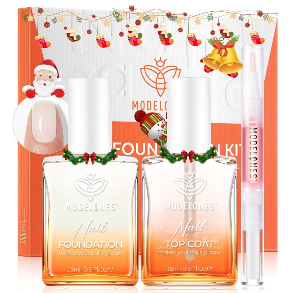 modelones Nail Strengthener and Growth Clear Gel Top Coat Nail Polish Cuticle Oil Pen Milky White Nail Repair for Damaged Nails Care Kit for Women 15 ml Ridge Filler for Growth