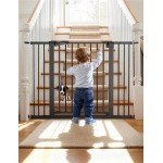 Babelio Metal Auto Close Baby Gate PressGuard P7,Extra Wide Pet Gate for The House and Doorways, Pressure Mounted Walk Thru Child Gate with Door (Black, 30 Tall 29-48 Wide)