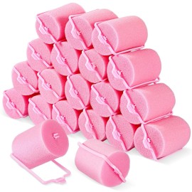 Geyoga 18 Pieces Sponge Hair Rollers Large Soft Foam Hair Styling Curlers Large Size Hairdressing Curlers for Women(Pink,1.9 x 2.6 Inches)