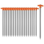Cheardia 10 Pack Tent Stakes Heavy Duty, 9.75 Inch Yard Stakes Non-Rust Metal Tent Pegs Ground Stakes Tent Spikes for Camping Patio, Garden, Canopies, Grassland, Outdoor,Orange