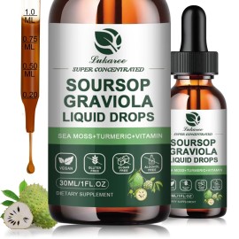 (2 Pack) Soursop Graviola Leaf Extract Liquid Drop Plus Pure Botanical Sea Moss for Cell Support & Regeneration, Immunity, Liver, Gut & Antioxidant - Soursop Bitters Liquid, Natural Flavor, 1 Fl Oz