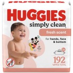 Huggies Simply Clean Fresh Scent Baby Wipes, 3 Flip-Top Packs of 64 (192 Wipes Total), Packaging May Vary