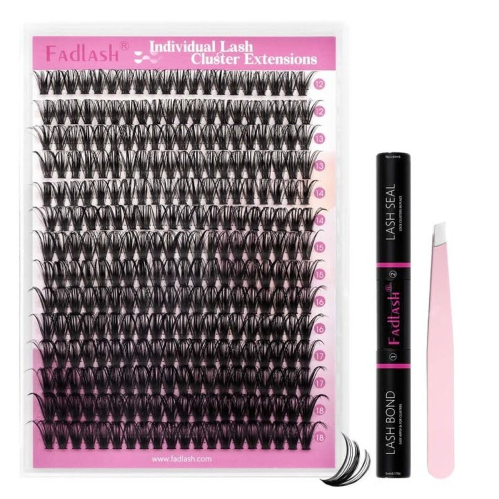 DIY Lash Extension Kit Lash Bond and Seal Lash Clusters Kit 240 Pcs Cluster Lashes D Curl with Lash Tweezers for Individual Lashes Kit Eyelash Extension Kit at Home (Kit 50D-0.07D, 12-18mm)