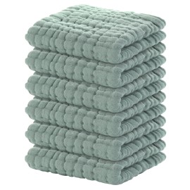 Yoofoss Muslin Baby Washcloths 100% Organic Cotton Face Towels 6 Pack Wash Cloths for Baby 12x12in Soft and Absorbent Baby Wipes (Dark Green)