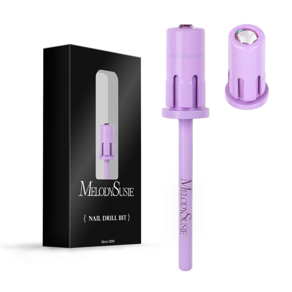 MelodySusie Crystal Top Mandrel Bit for Nails, 3/32\'\' Easy Off Nail Drill Bits for Sanding Bands, Suitable for Acrylic Nails Gel Manicures and Pedicures, Purple