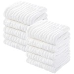 Yoofoss Muslin Baby Washcloths 100% Cotton Face Towels 6 Pack Wash Cloths for Baby 12x12in Soft and Absorbent Baby Wipes (White)
