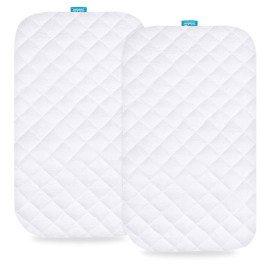 Bassinet Mattress Pad Cover Compatible with YADAQE Baby Bassinet, Larex 3 in 1 Baby Bassinet and Bold Bedside Crib, 2 Pack, Waterproof Quilted Ultra Soft Surface