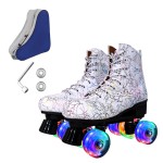 Ugboiu Roller Skates for Men and Women, Derby Roller Skates with 4 Shiny Wheel, Classic Double-Row Skates for Indoor and Outdoor