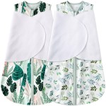 BSTOPPT Newborn Sleep Sack Baby Swaddle,3-6 Months,3-Way Adjustable Wearable Blanket,100% Rayon Cotton Swaddling Sleeping BagTOG 0.5Banana&Leaf