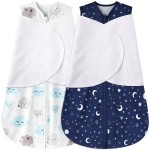 BSTOPPT Newborn Sleep Sack Baby Swaddle,0-3 Months,3-Way Adjustable Wearable Blanket,100% Rayon Cotton Swaddling Sleeping BagTOG 0.5Clouds&Starry Sky