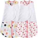 BSTOPPT Newborn Sleep Sack Baby Swaddle,0-3 Months,3-Way Adjustable Wearable Blanket,100% Rayon Cotton Swaddling Sleeping BagTOG 0.5Heart&Floral