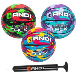 AND1 Mini Basketball 3 Pack Set for Kids (Deflated w/Pump Included): - Size 3 7-Inch Premium Youth Size Basketballs, Easy to Grip, Made for Indoors and Outdoors