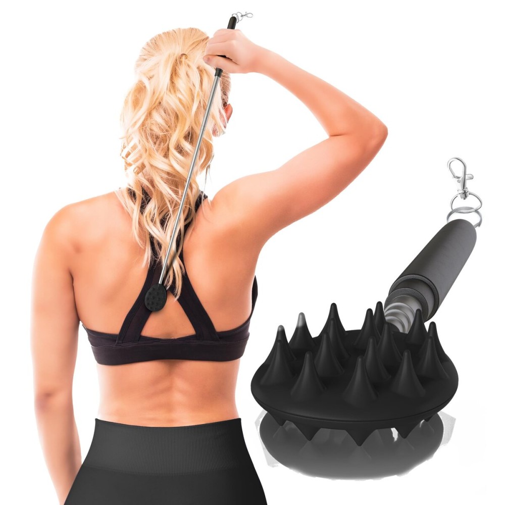 Cactus Scratcher Extendable Keychain Back Scratcher - 16 Long Stick Double Sided Retractable Scratching Tool for Hand, Neck, Head, and Body - Universal Gift for Family, Pets, and Friends, Black