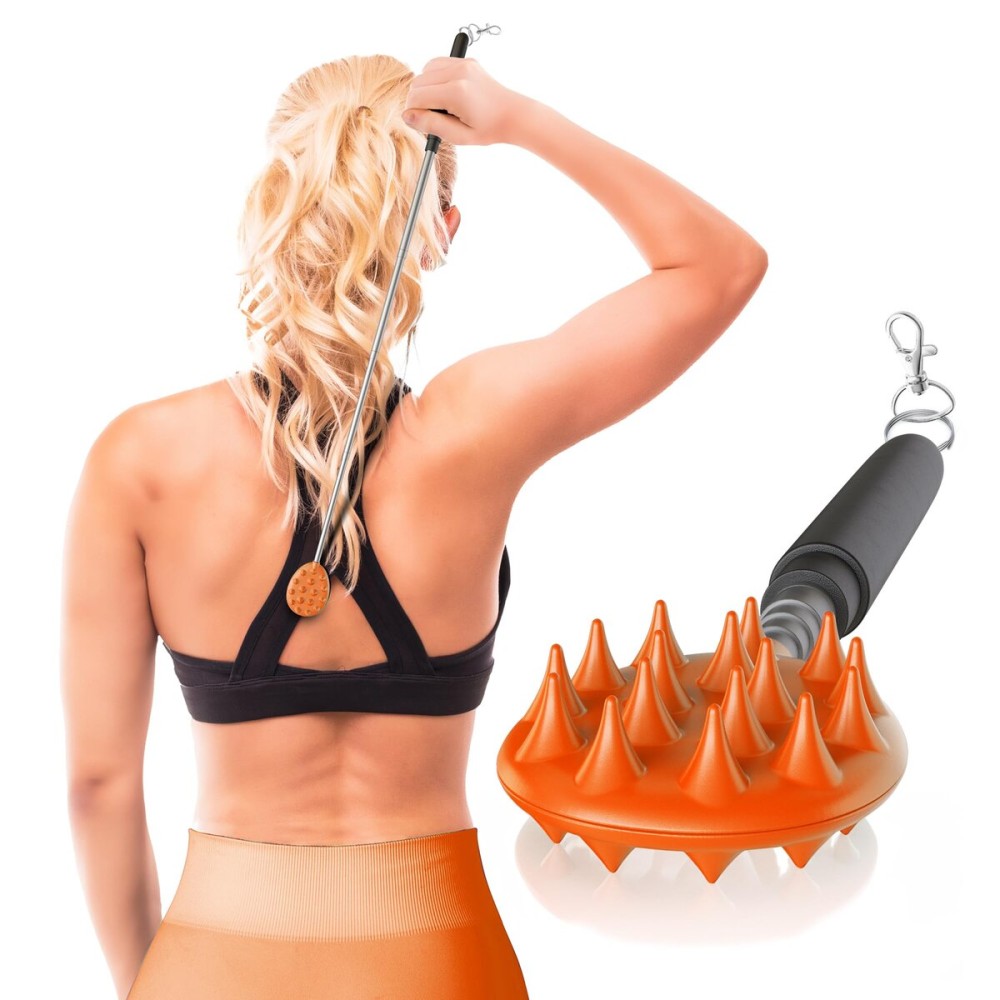 Cactus Scratcher Extendable Keychain Back Scratcher - 16 Long Stick Double Sided Retractable Scratching Tool for Hand, Neck, Head, and Body - Universal Gift for Family, Pets, and Friends, Orange
