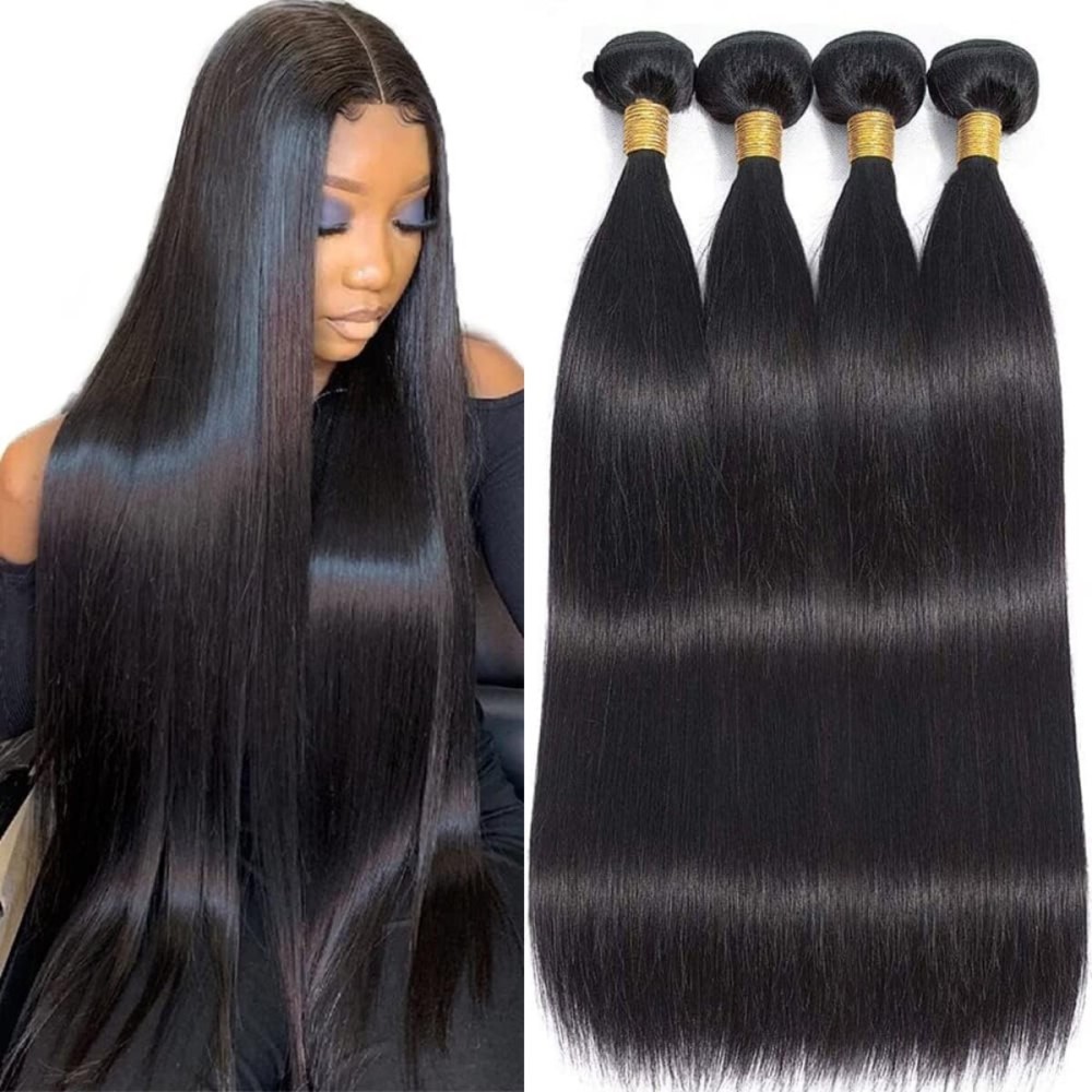 Brazilian Straight Human Hair 4 Bundles 12 14 16 18 Inch 100% Unprocessed Virgin Straight Weave Bundles Human Hair