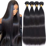 Brazilian Straight Human Hair 4 Bundles 12 14 16 18 Inch 100% Unprocessed Virgin Straight Weave Bundles Human Hair