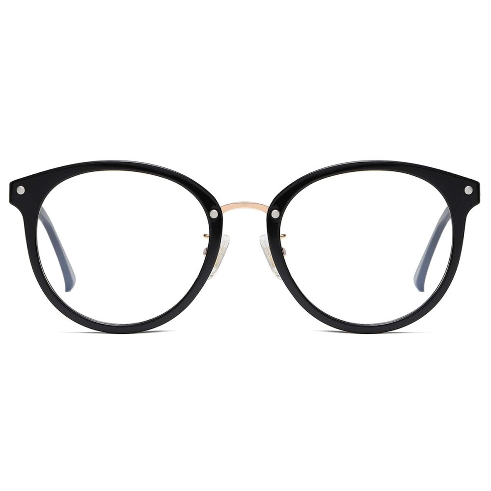 SOJOS Retro Round TR90 Blue Light Reading Glasses Womens Mens Readers Computer Glasses Eyewear Frame SJ9001, Black Frame 2.00 x