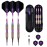 sanfeng Soft tip Darts Set 20 Gram Rainbow Brass Barrel Darts Plastic Tip with Purple Aluminum Shafts 50 Rubber o-Ring 6 Pattern Flights 50 Replacement Soft Tips for Electronic Dartboard