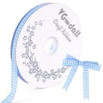 VGOODALL Gingham Ribbon, 50Yd Buffalo Checker Ribbons Crafts Ribbon Light Blue for DIY Project Picnic School Art Class Gift Wrapping