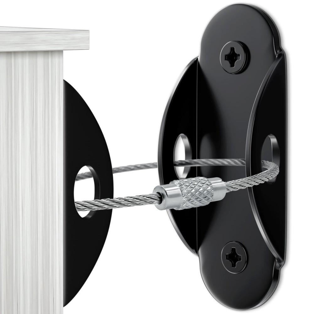 10 Pack Furniture Wall Anchors for Baby Proofing, Anti Tip Furniture Anchors, Secure 400 Pound Furniture, Dresser, Bookcase to Wall Prevent Falling, Earthquake Straps for Child Safety (Black)