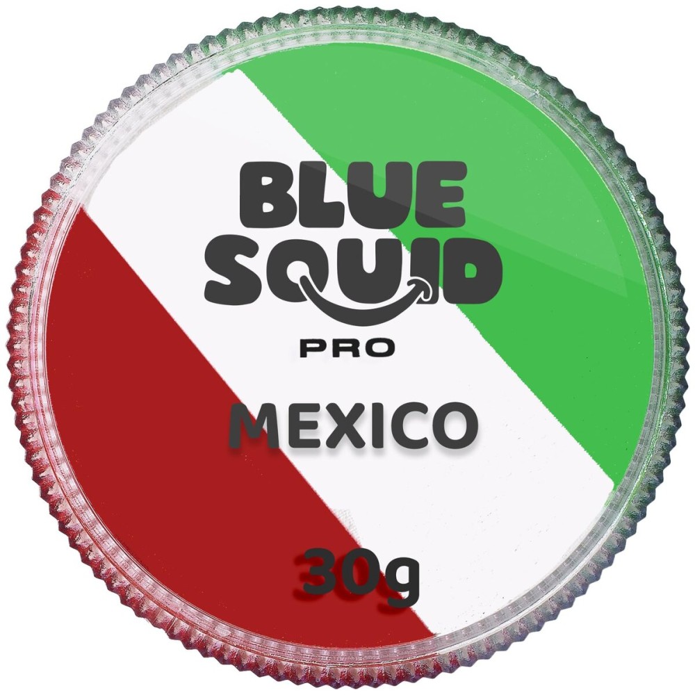 Blue Squid Face Paint Water Based Single Cake Professional Face & Body Paint - Water Activated, Kids Adults Face Painting for Costume, Halloween Makeup, Cosplay - Green, White, Red Face Paint 30g