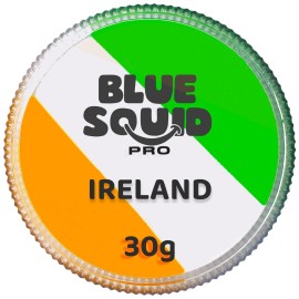 Blue Squid Face Paint Water Based Single Cake Professional Face & Body Paint - Water Activated, Kids Adults Face Painting for Costume, Halloween Makeup, Cosplay - Green, White, & Orange Face Paint 30g