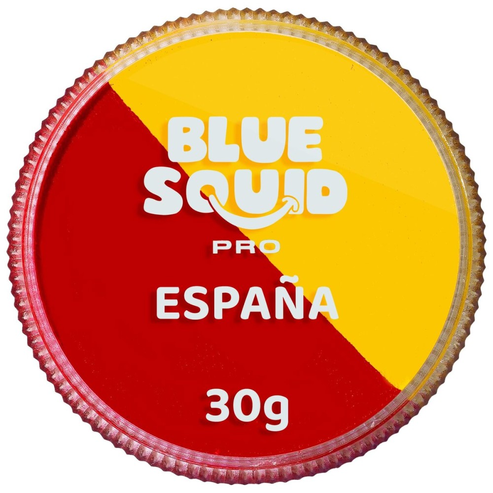 Blue Squid Face Paint Water Based Single Cake Professional Face Paint & Body Paint - Water Activated, Kids Adults Face Painting for Costume, Halloween Makeup, Cosplay - Red & Yellow Face Paint 30g