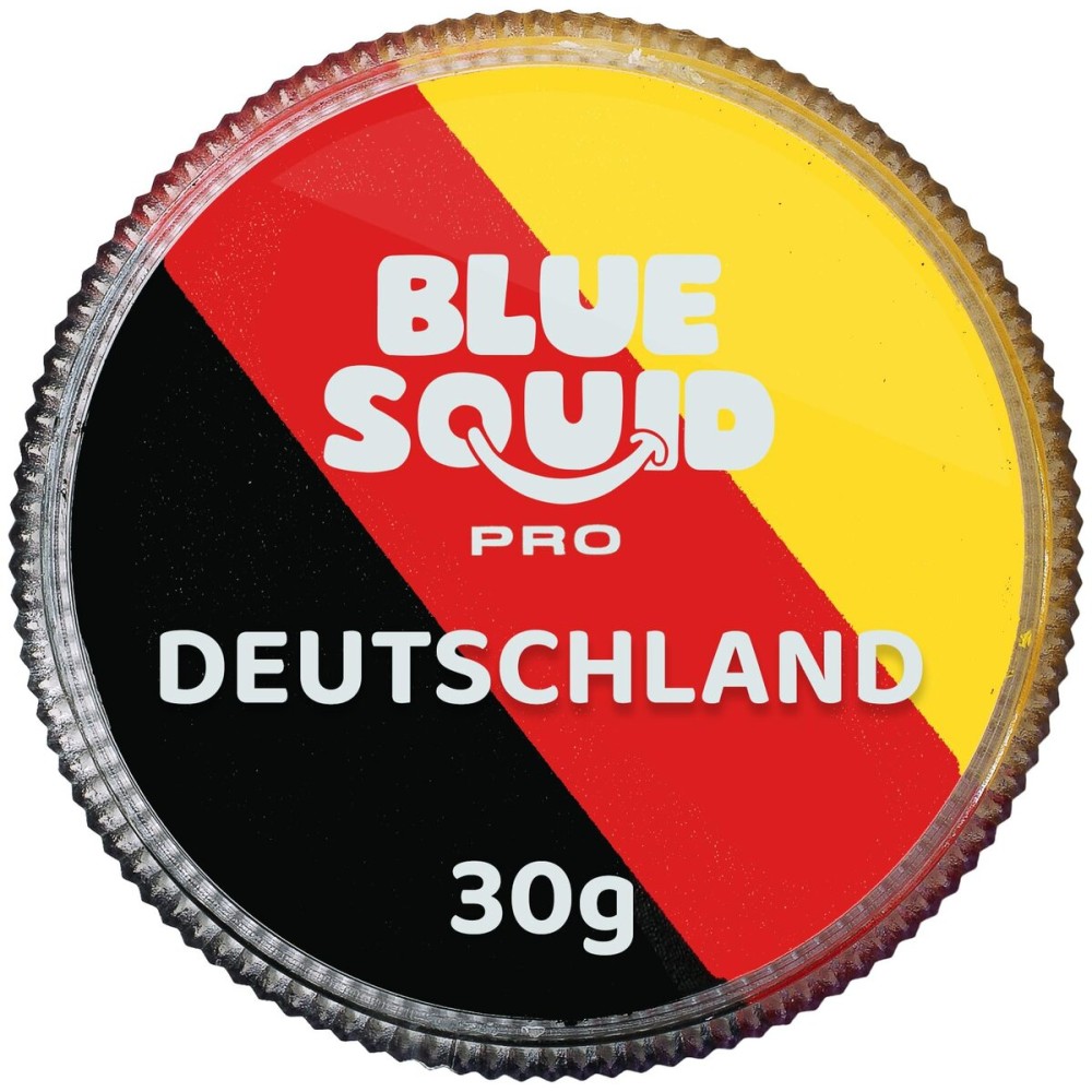 Blue Squid Face Paint Water Based Single Cake Professional Face Paint & Body Paint - Water Activated, Kids Adults Face Painting for Costume, Halloween Makeup, Cosplay - Black, Red & Yellow Paint 30g