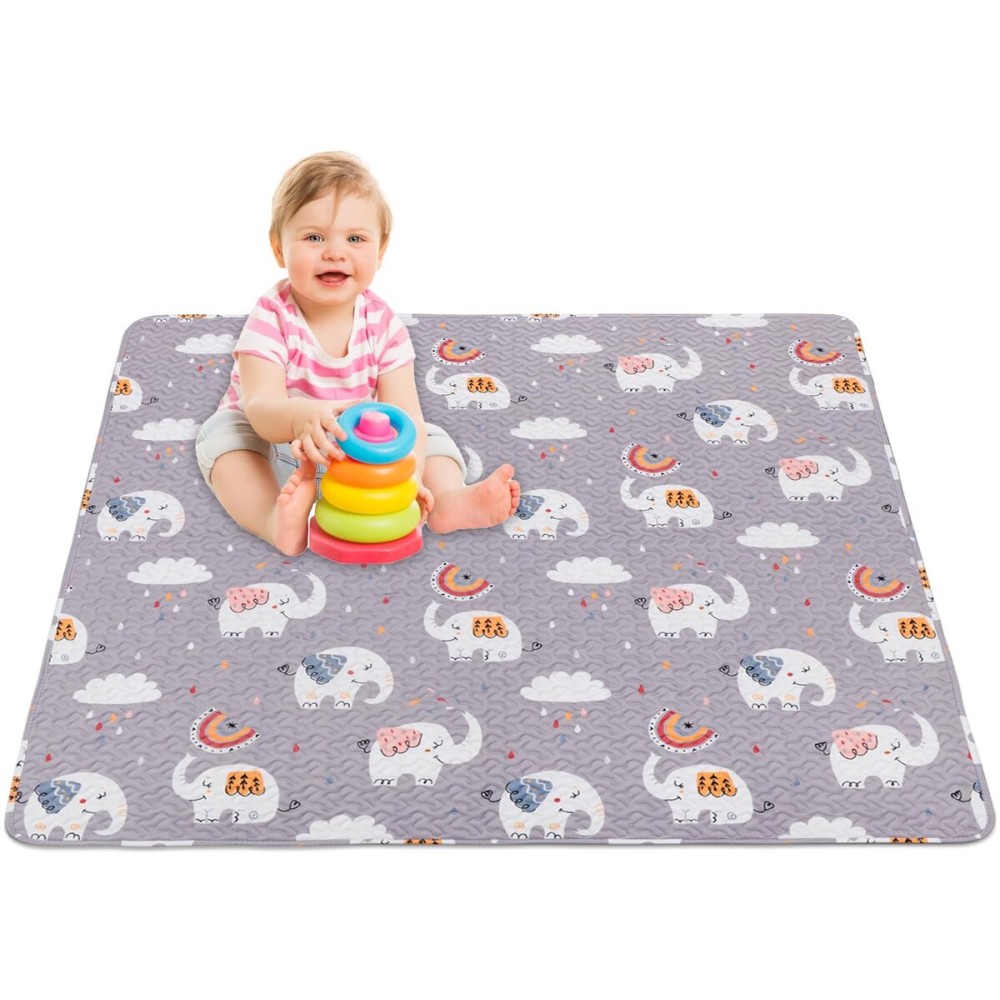 Machine Washable Baby Floor Play Mat 50x50, Non Slip One-Piece Baby Crawling Mats for Tummy Time, Portable Playpen Mat Playmat for Babies Infants and Toddlers