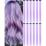 Olldag 12 PCS Light Purple Hair Extensions Clip in, 22 Inch Colored Hair Extensions Party Highlights Long Straight Synthetic Hairpieces for Women Kids Girls Halloween Christmas Cosplay