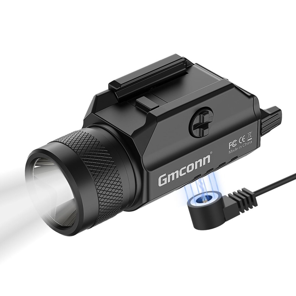 Gmconn 1250 Lumen Pistol Light, Compact Adjustable Rail Mounted Flashlight Mini Weapon Light with Strobe Mode for Picatinny MIL-STD-1913, Glock (1250 Lumen)