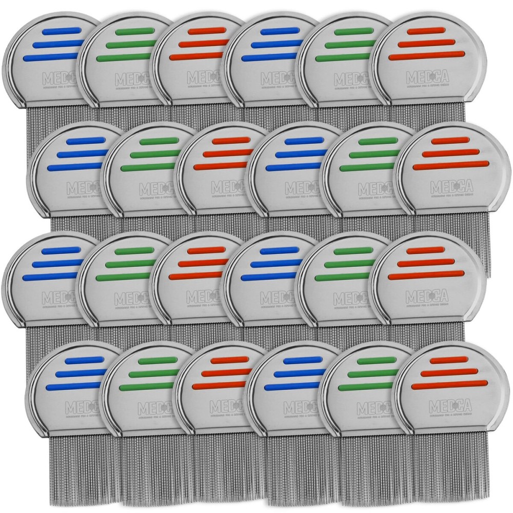 Lice Comb - (Pack of 24) Head Lice Treatment that\'s Individually Packaged Professional Stainless Steel Louse and Nit Combs Removes Eggs with Rounded Tips for Comfort