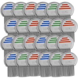 Lice Comb - (Pack of 24) Head Lice Treatment that\'s Individually Packaged Professional Stainless Steel Louse and Nit Combs Removes Eggs with Rounded Tips for Comfort
