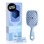 FHI Heat UNbrush Mini Detangler Brush for Pain-Free Brushing on All Wet or Dry Hair Types - Durable Duoflex Anti-Static Bristles, Lightweight Handle, Vented Mini Hair Brush, Periwinkle Light Blue