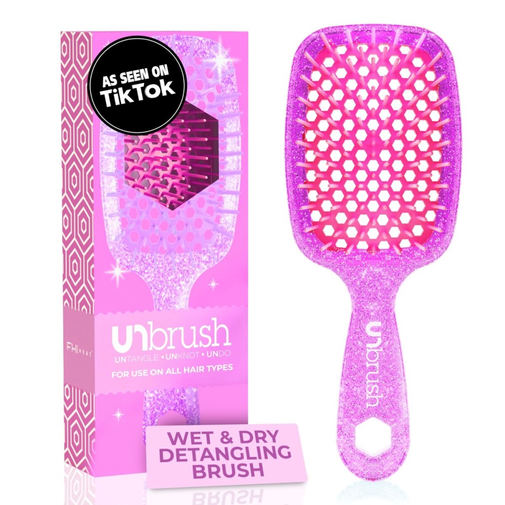 FHI Heat UNbrush Detangling Brush for Pain-Free Brushing on All Wet or Dry Hair Types - Durable DuoFlex Anti-Static Bristles, Lightweight Handle, Vented Hair Brush, Rose Quartz Pink