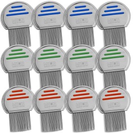 Lice Comb - (Pack of 12) Head Lice Treatment that\'s Individually Packaged Professional Stainless Steel Louse and Nit Combs Removes Eggs with Rounded Tips for Comfort