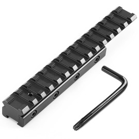 Bontok Dovetail to Picatinny Rail Adapter, 11mm Dovetail to 21mm Upgraded Build-in Locking Screws Picatinny Rail Low Profile Scope Mount Converter Base 3/8 to 7/8 Converter-14 Slots-Black-(1 Pack)