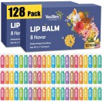 YesBes 128 Pack Lip Balm, Natural Lip Balm Bulk with Vitamin E and Coconut Oil, Moisturizing Lip Balms for Dry Cracked Lips, Lip Balms for Stocking Stuffers - 8 Flavors