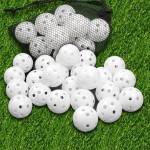 THIODOON Practice Golf Balls 24 Pack Limited Flight Golf Balls 40mm Hollow Plastic Golf Training Balls Colored Airflow Golf Balls for Swing Practice Driving Range Home Use Indoor (White,24 pcs)