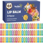 YesBes 64 Pack Lip Balm, Natural Lip Balm Bulk with Vitamin E and Coconut Oil, Moisturizing Lip Balms for Dry Cracked Lips, Lip Balms for Stocking Stuffers - 8 Flavors