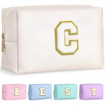 TOPEAST Gifts for Friends Female Mom, Cute Makeup Bag Small Pink Cosmetic Bag Travel Toiletry Bag, Personalized Birthday Gift for Women Girl, Preppy Travel Stuff for Girls (White C)