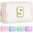 TOPEAST Initial Cosmetic Bag for Women, Preppy Small Makeup Bag, PU Leather Waterproof Toiletry Bag, Monogrammed Birthday Gifts for Women, Stuff for girls (White S)