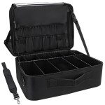Relavel Makeup Case Extra Large Makeup Bag for Women Travel Makeup Artist Box Nail Polish Cosmetic Brush Storage Organizer with Adjustable Plastic Dividers Black