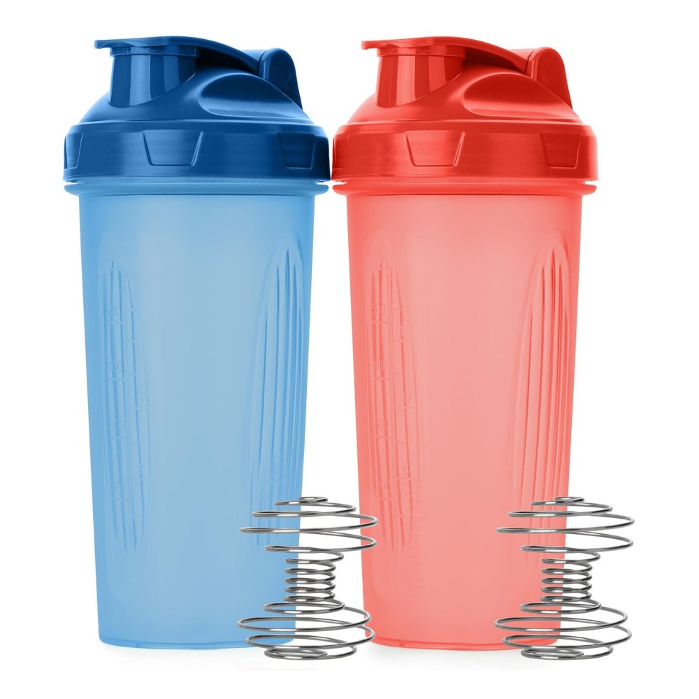 Mr. Pen- Shaker Bottles for Protein Mixes, 28 oz, 2 Pack, Red and Blue, Protein Shaker Bottle with Wire Whisk Ball, Blender Bottle