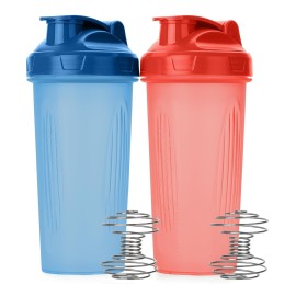 Mr. Pen- Shaker Bottles for Protein Mixes, 28 oz, 2 Pack, Red and Blue, Protein Shaker Bottle with Wire Whisk Ball, Blender Bottle