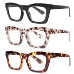 REAVEE Oprah Style Reading Glasses for Women Blue Light Blocking Computer Fashion Readers with Spring Hinge and Glasses Pouch +0.75