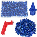 JULMELON 120pc 1/4 Carbon Steel Track Spikes with Spike Wrench, Replacement Spikes for Sprint, Short Running Track Shoes (Blue)